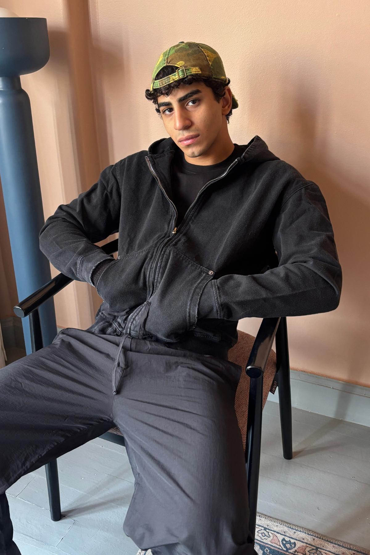 hooded denim jacket [black]