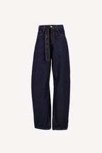 barrel baggy jeans with belt [raw blue]