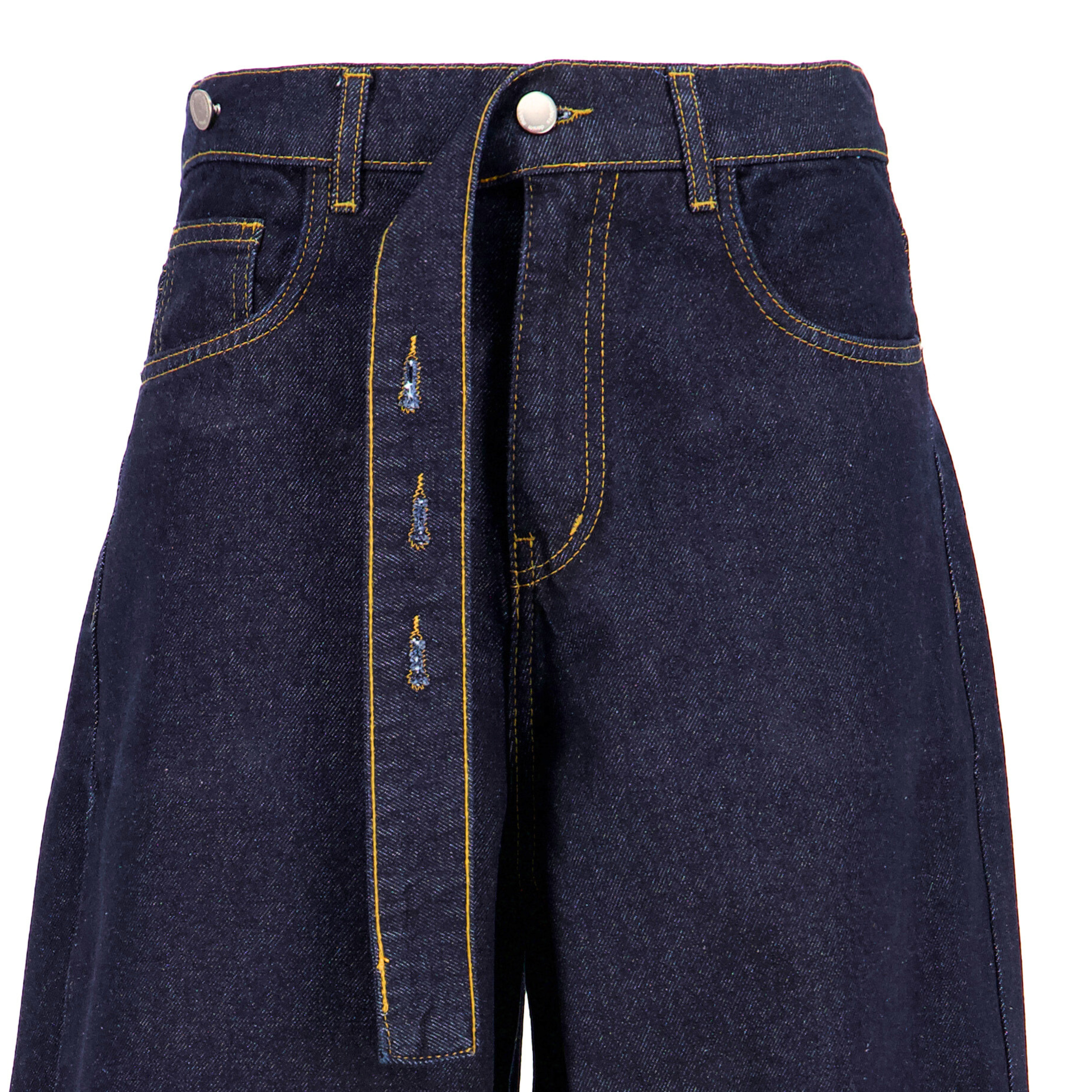 barrel jeans with belt [raw blue]
