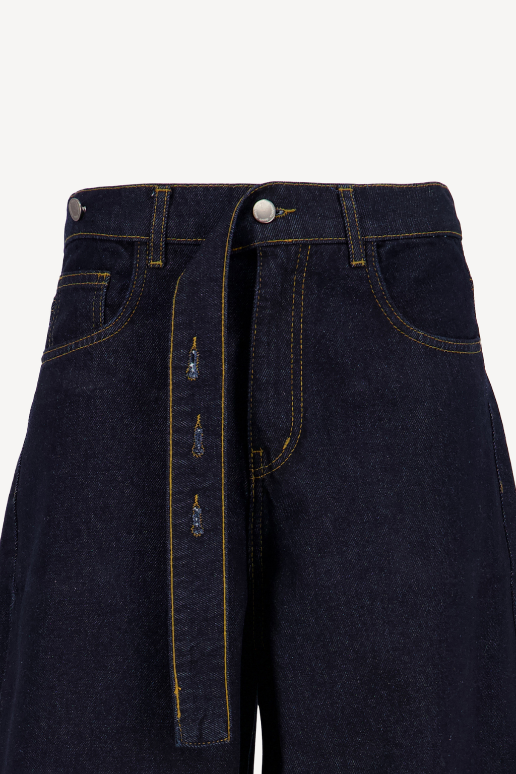barrel baggy jeans with belt [raw blue]