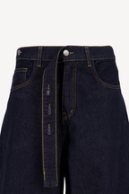 barrel baggy jeans with belt [raw blue]