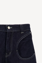 concave straight jeans [raw blue]