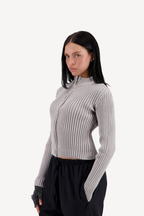 striped zip-up [grey]