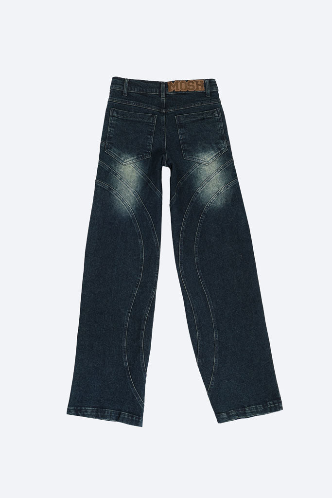 Dark Blue Circular Waves Jeans (Women)