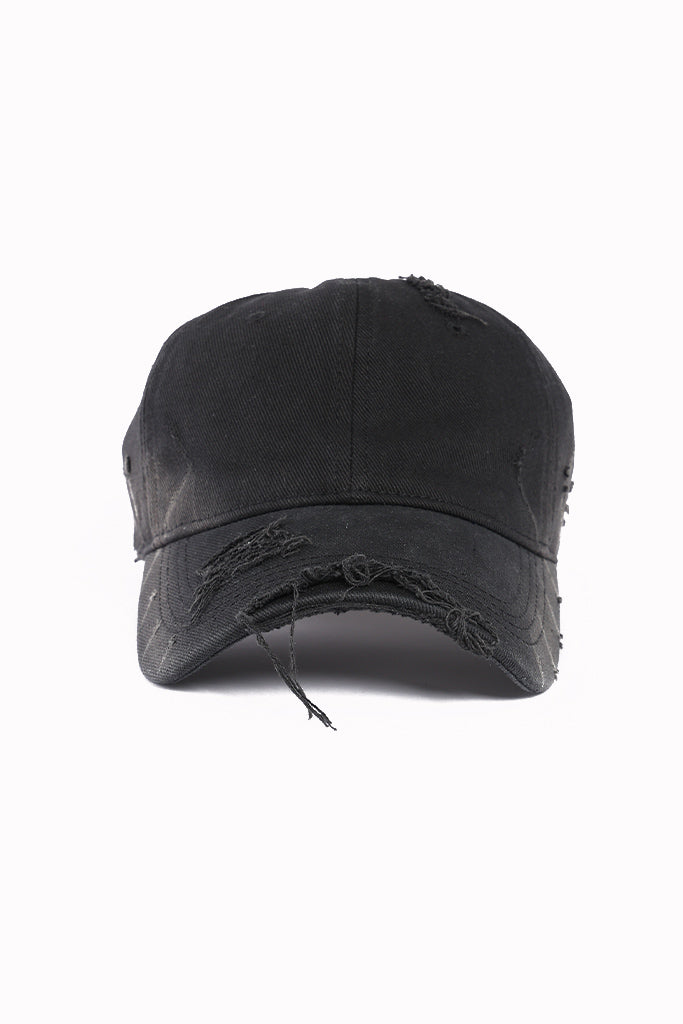 DISTRESSED BLACK CAP