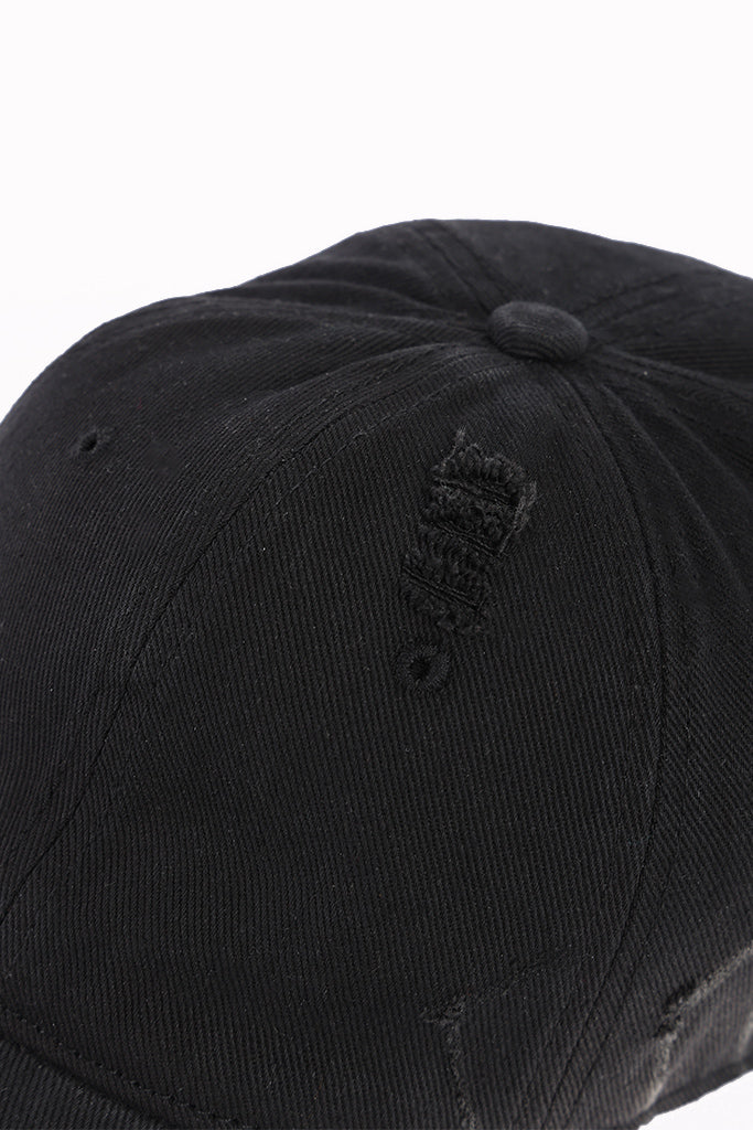 DISTRESSED BLACK CAP