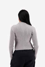 striped zip-up [grey]