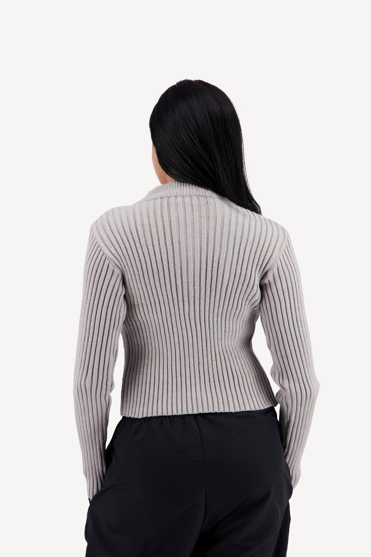 striped zip-up [grey]