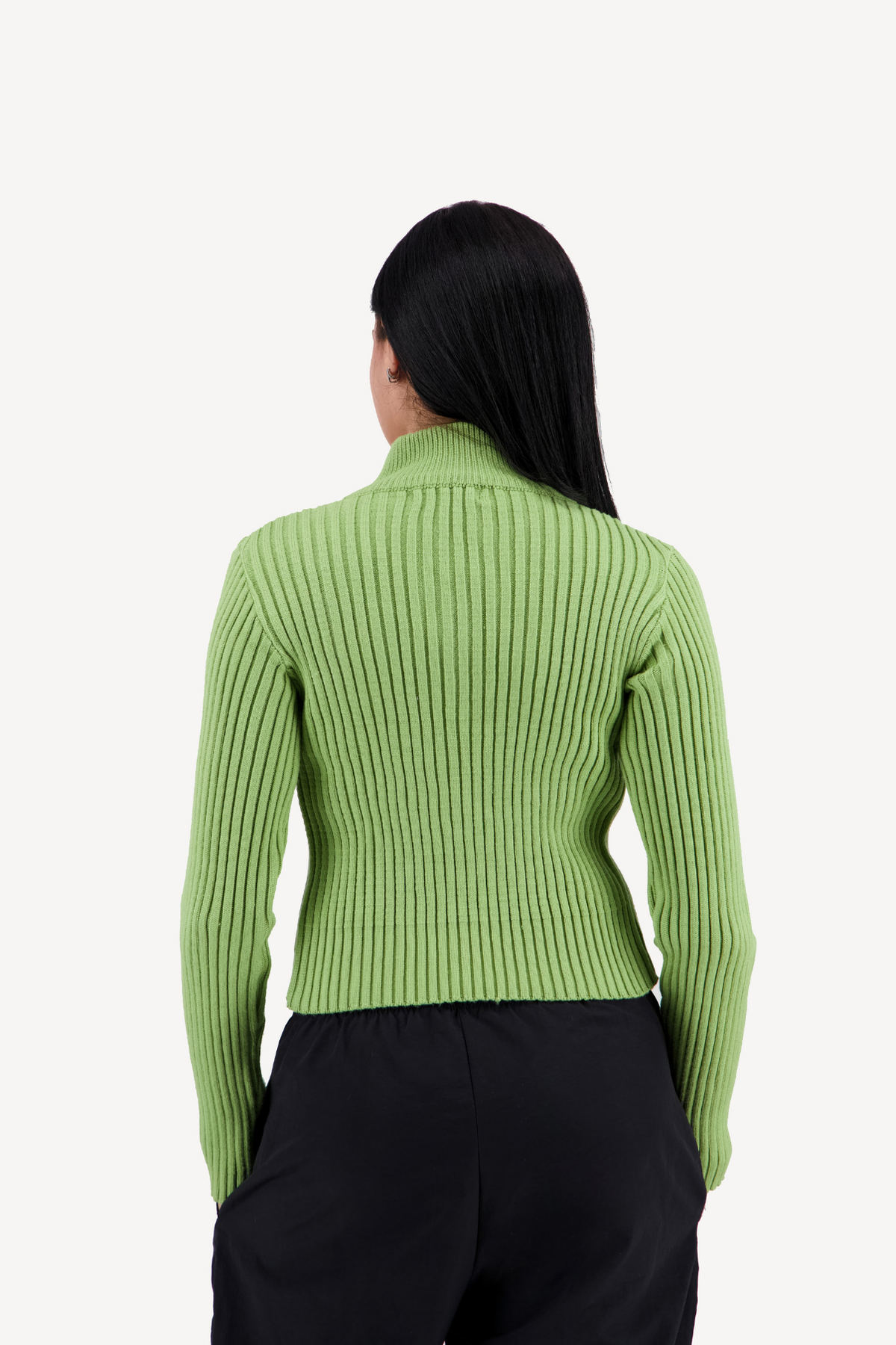 striped zip-up [sage green]
