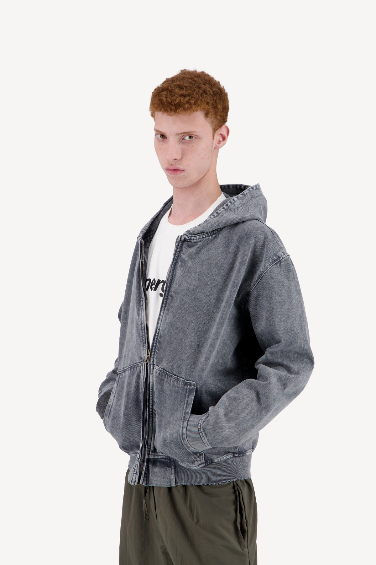hooded denim jacket [dirty green]