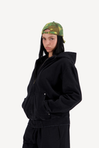 hooded denim jacket [black]