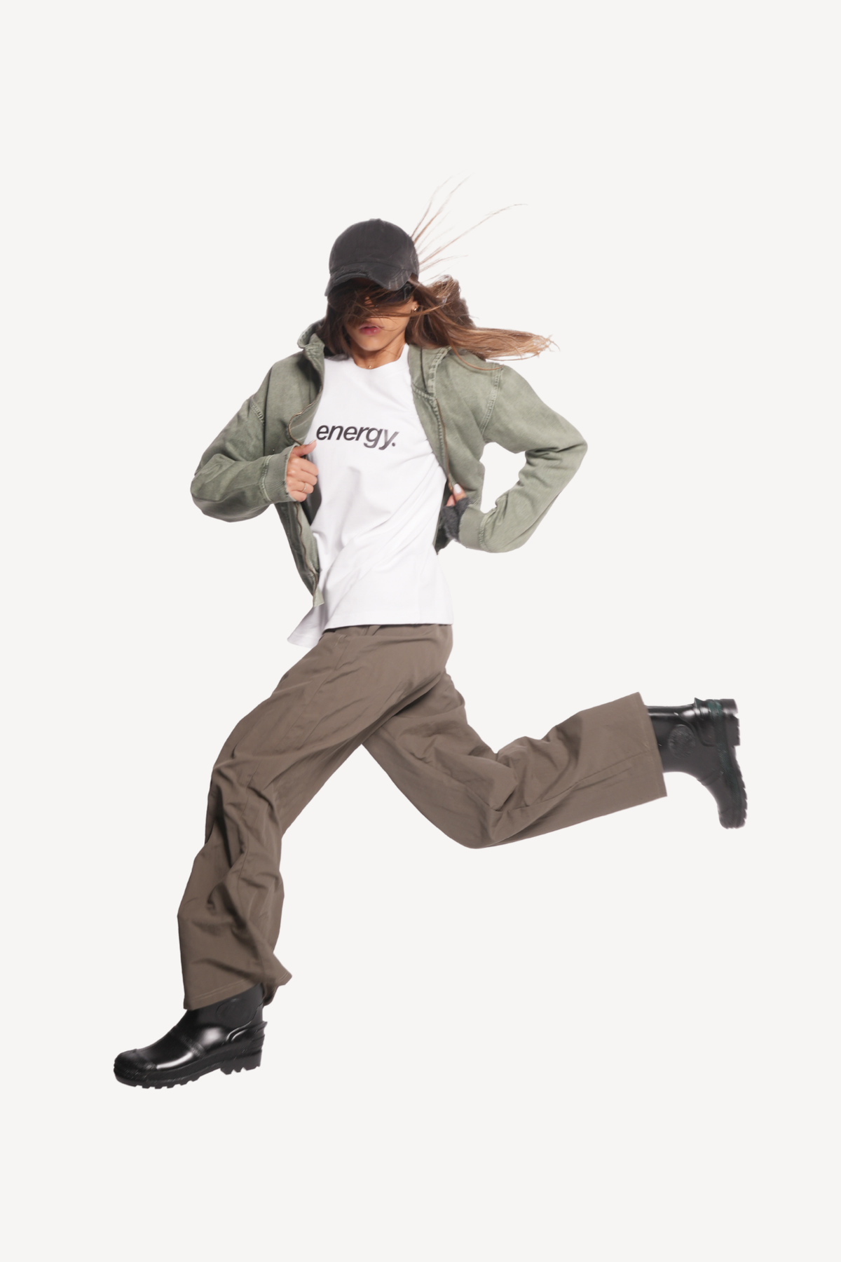 hooded denim jacket [green]