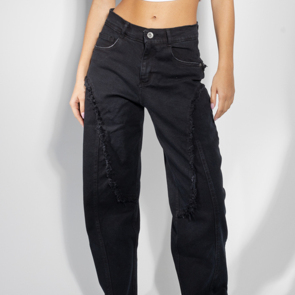 black denim asymmetric