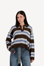 striped knit polo