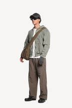 hooded denim jacket [green]