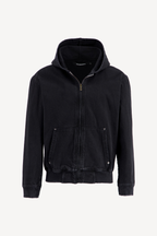hooded denim jacket [black]