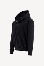 hooded denim jacket [black]