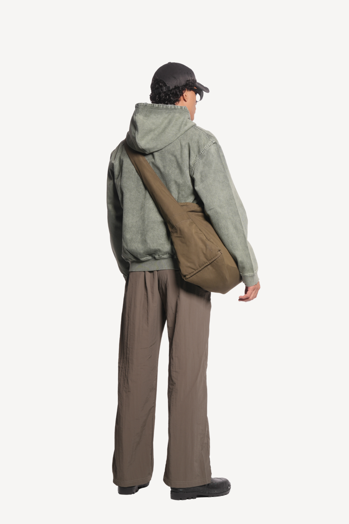 hooded denim jacket [green]