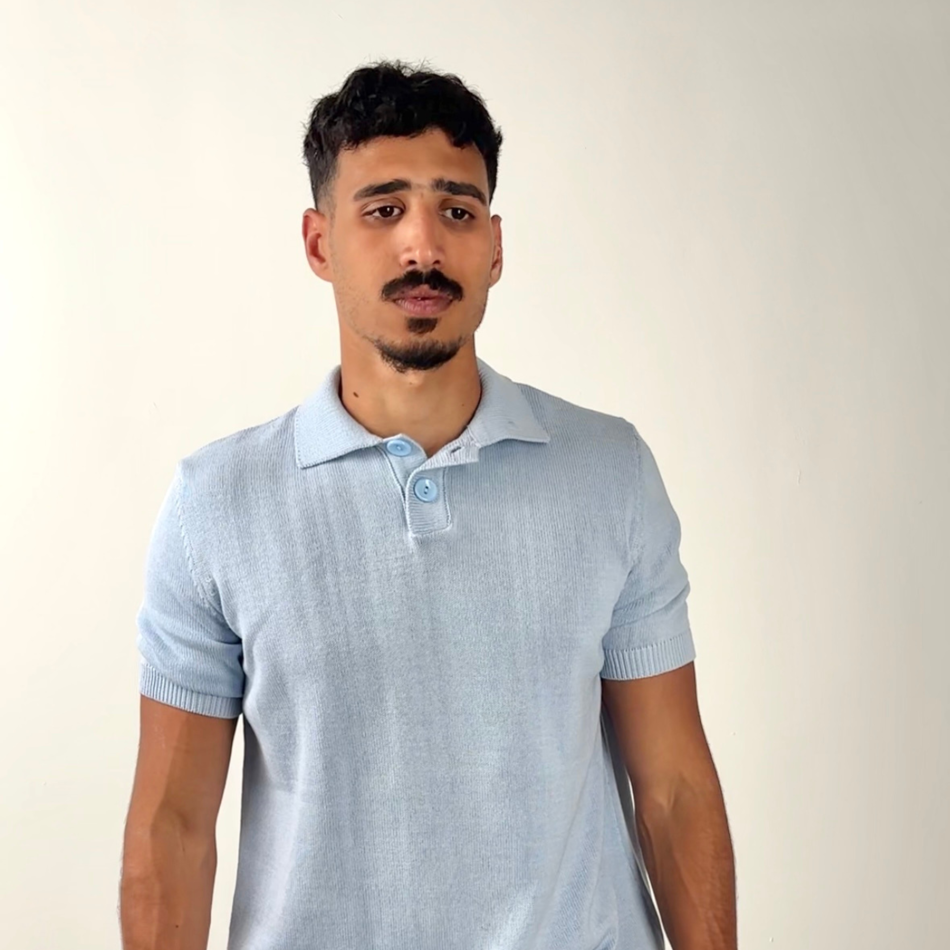 [baby blue] knitted polo