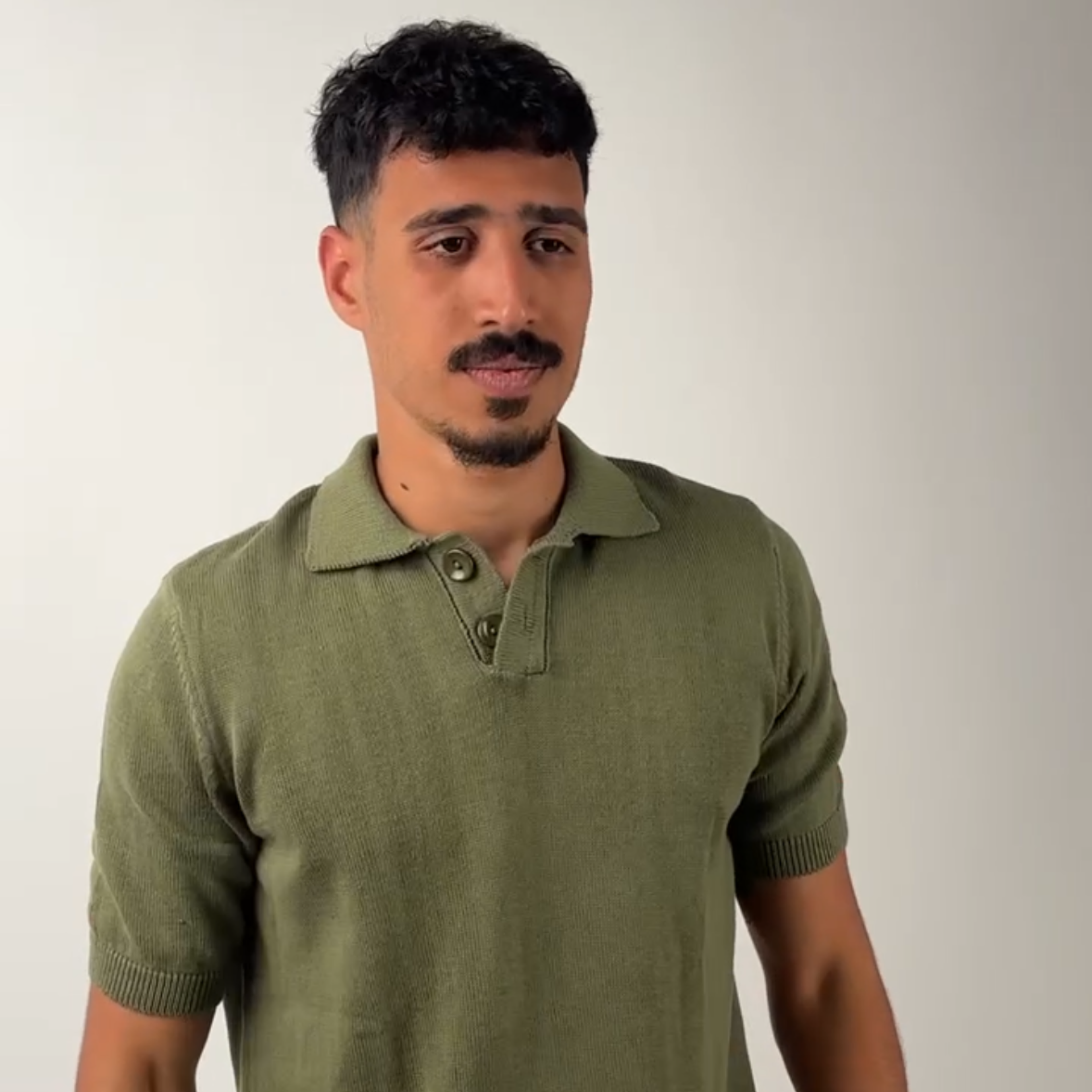 [olive green] knitted polo