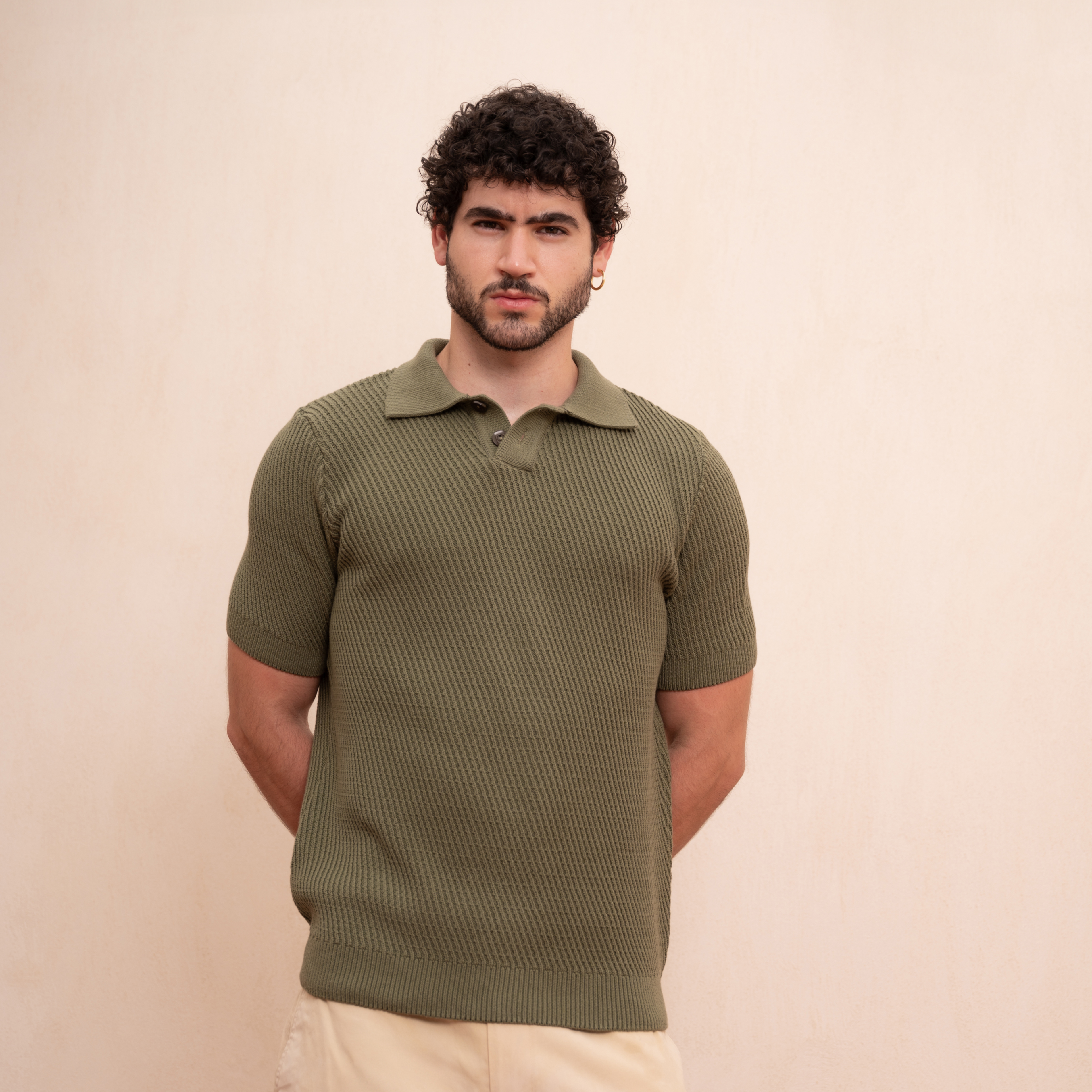 diagonal polo [olive green]