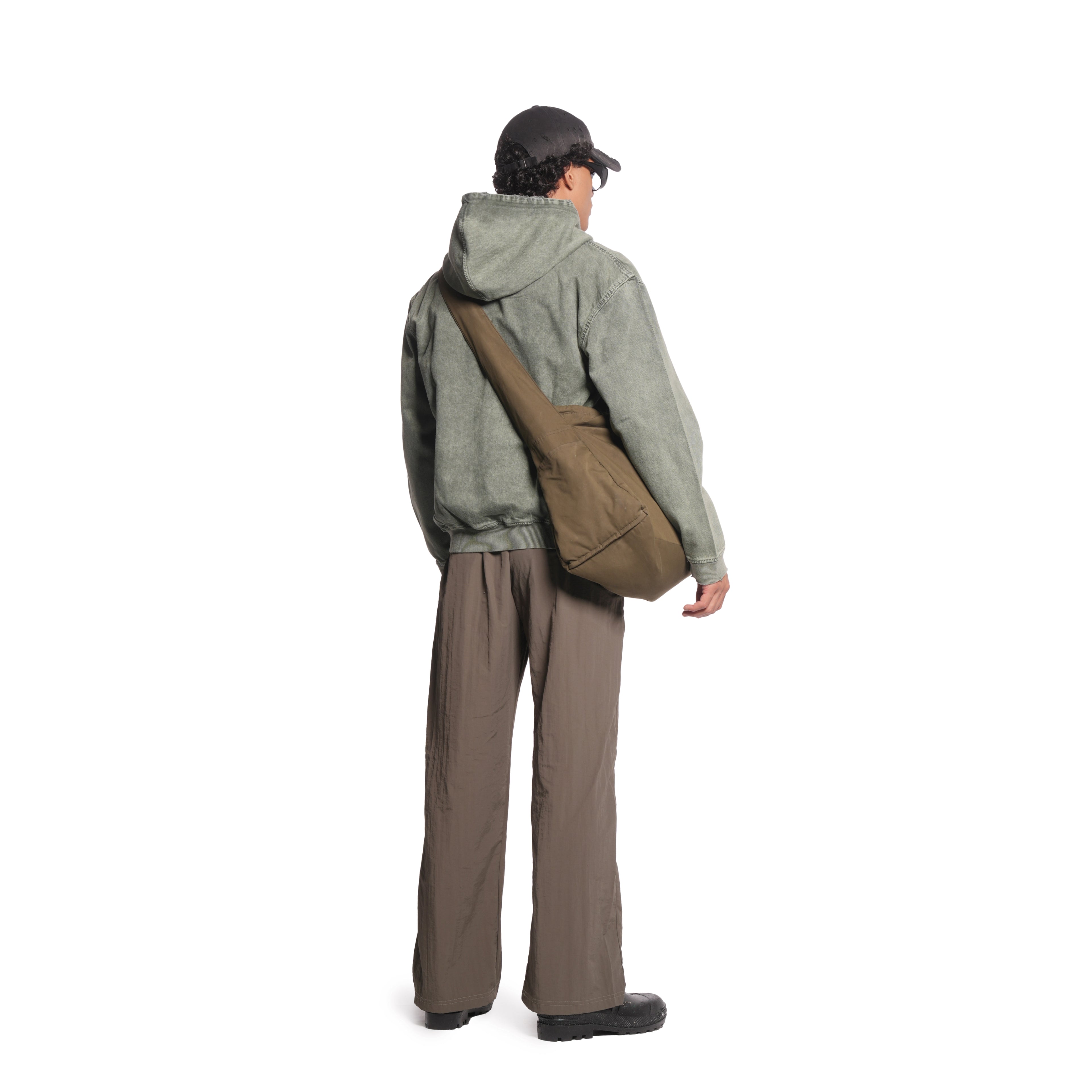 hooded denim jacket [green]