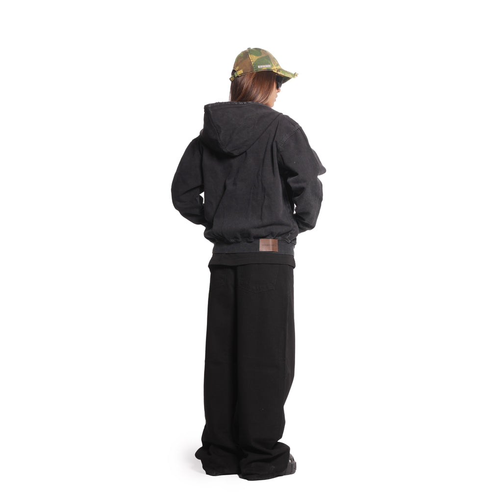 hooded denim jacket [black]