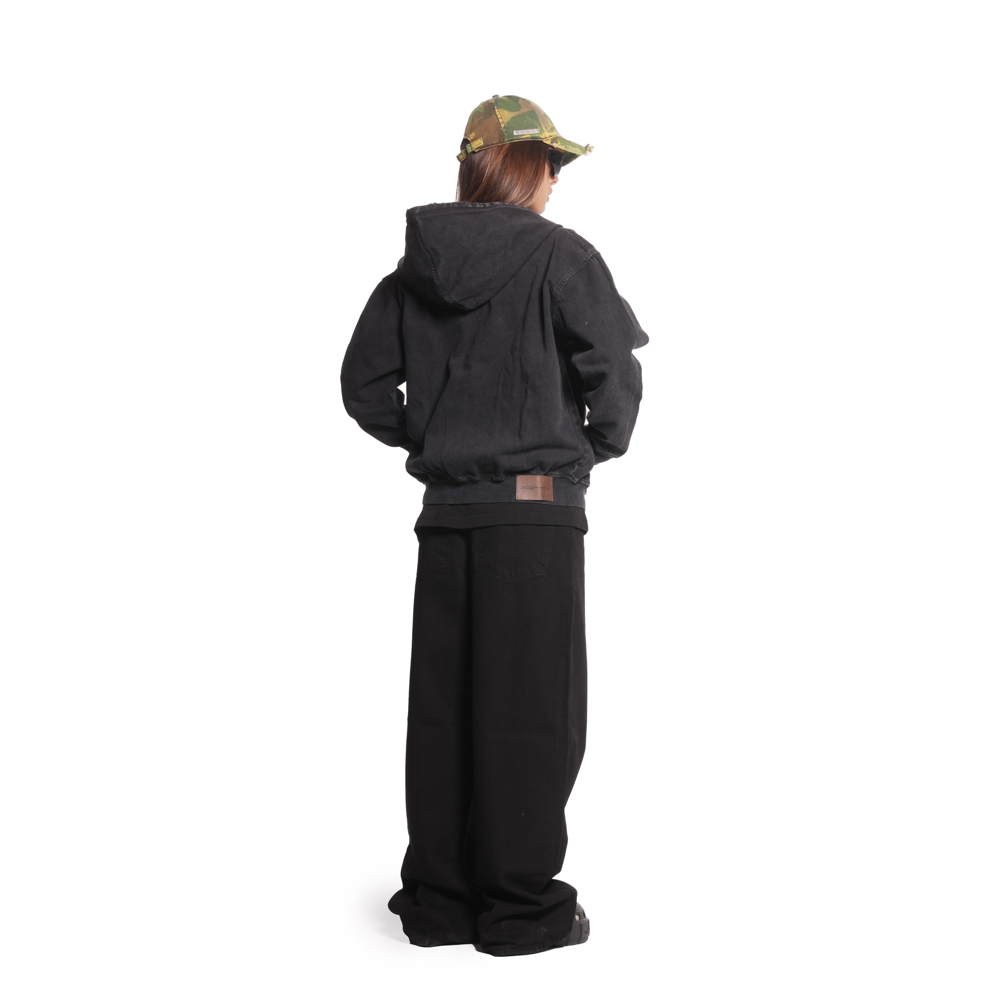 hooded denim jacket [black]
