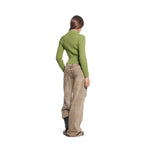 striped zip-up [sage green]