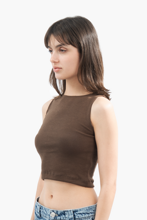 BROWN SLEEVELESS TOP