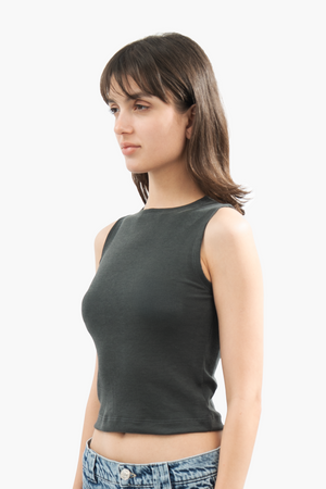 IRON GREY SLEEVELESS TOP