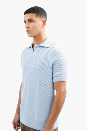 BABY BLUE DIAGONAL KNITTED POLO