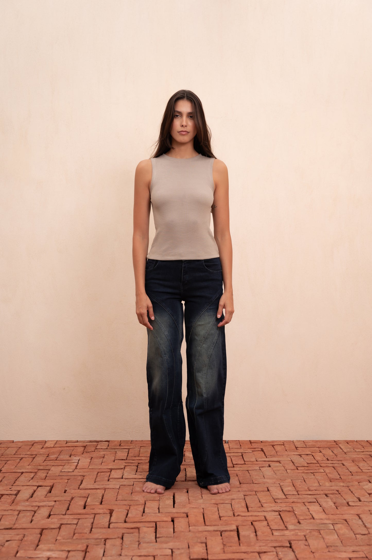 Dark Blue Circular Waves Jeans (Women)