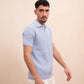 Diagonal Knitted Polo (Baby Blue)