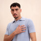 Diagonal Knitted Polo (Baby Blue)