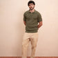 Diagonal Knitted Polo (Olive Green)