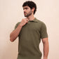 Diagonal Knitted Polo (Olive Green)