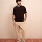 Textured Knitted Polo (Brown)