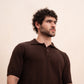 Textured Knitted Polo (Brown)