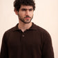 Textured Knitted Polo (Brown)