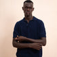 Textured Knitted Polo (Navy Blue)