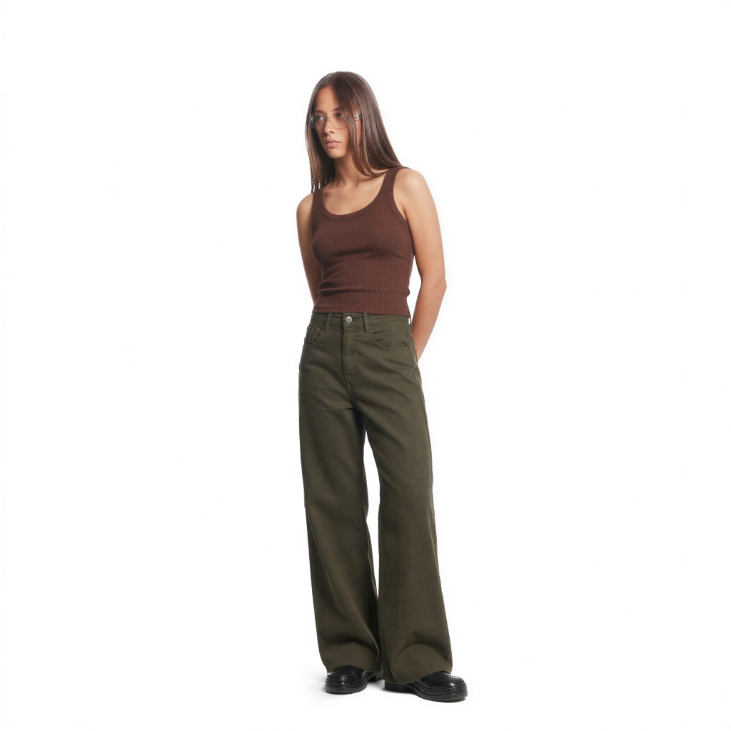 wide-leg bootcut denim [green]