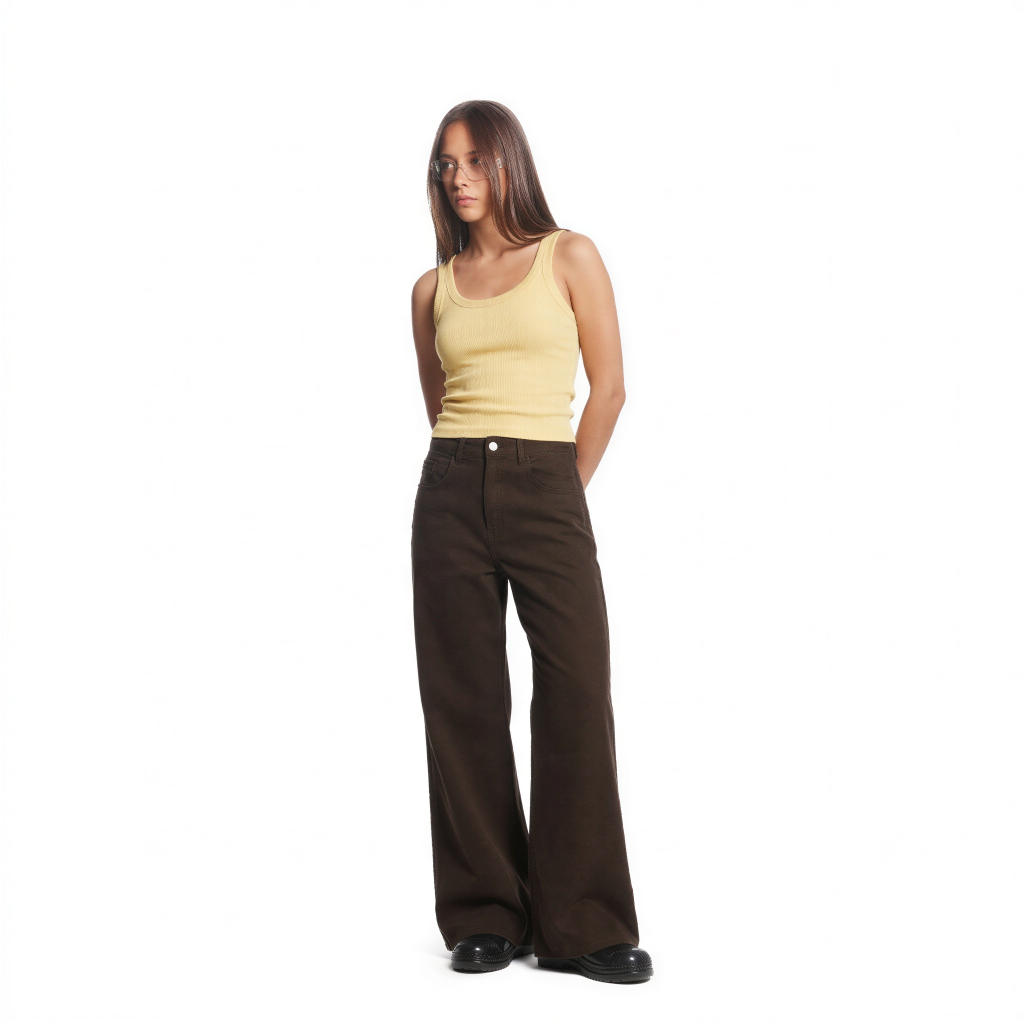 wide-leg bootcut denim [brown]