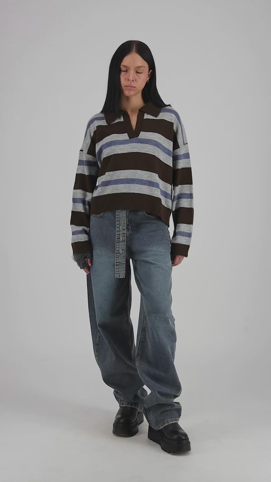 striped knit polo