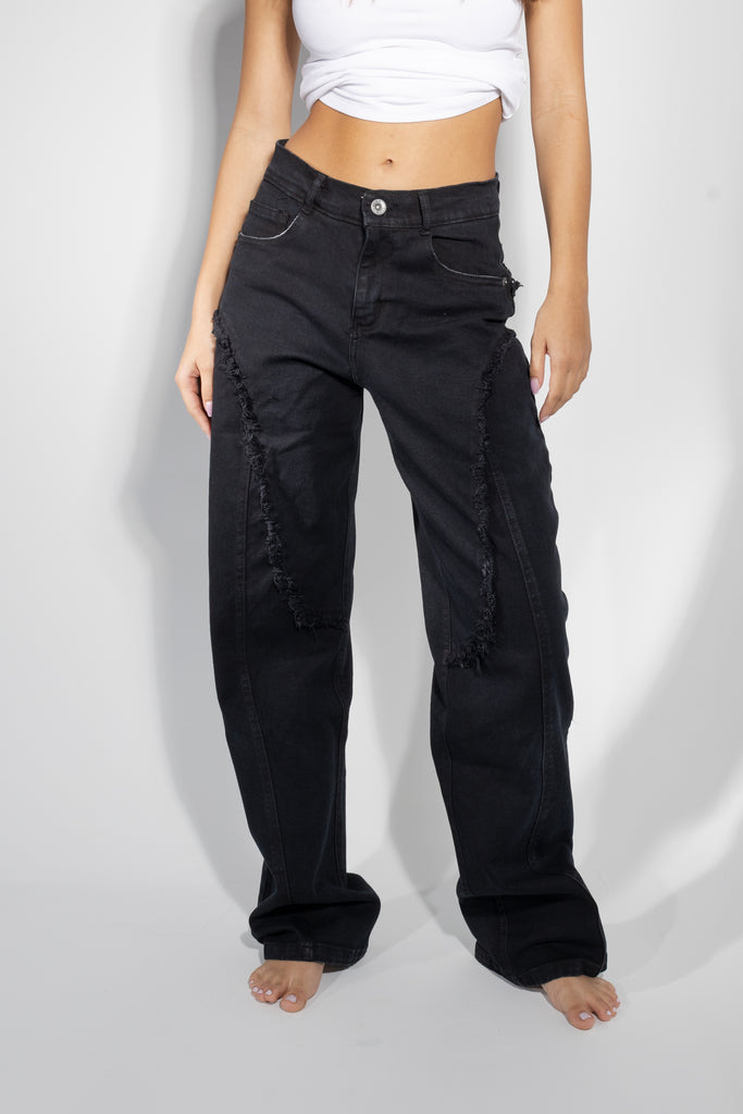 black denim asymmetric
